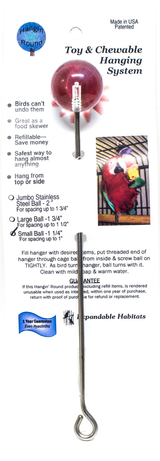 9" Straight Stainless Steel Kabob/Skewer w/Acrylic Ball
