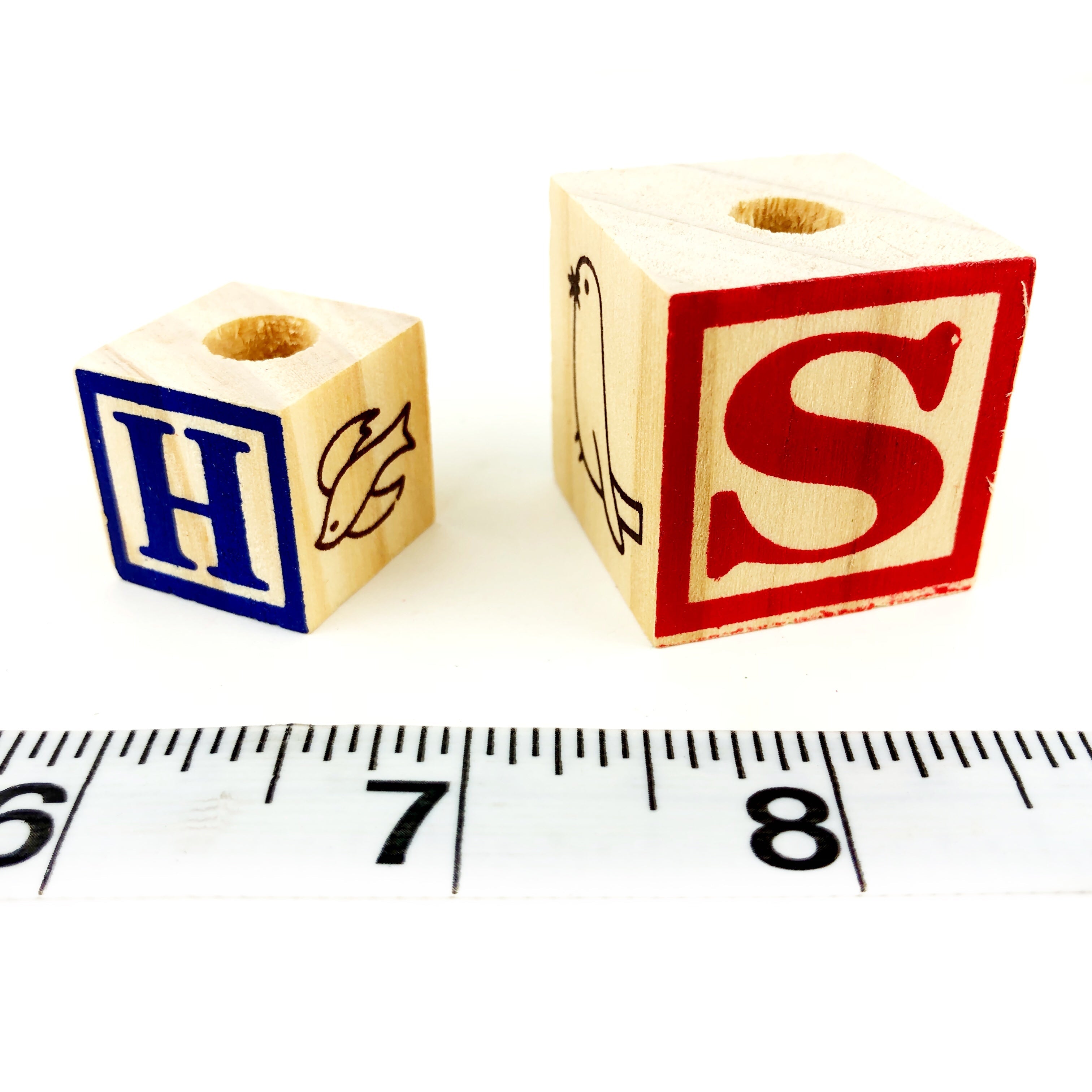 1-1/8" (30mm) ABC Blocks w/hole - 18 Pack