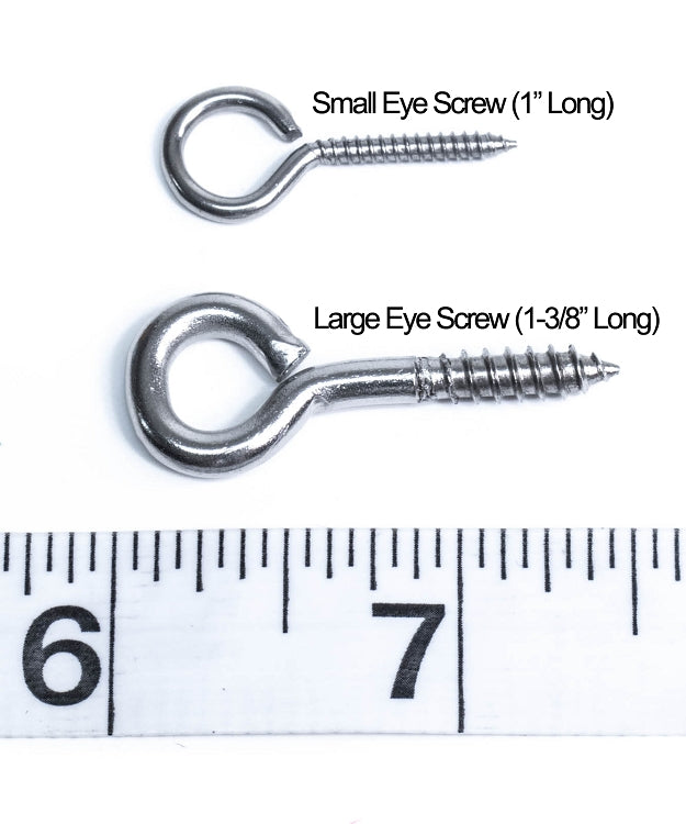 Large Stainless Steel Eye Screws - 5 Pack